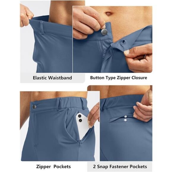 Men's Golf Joggers Pants with 5 Pockets Slim Fit Stretch Sweatpants - Picture 4 of 6